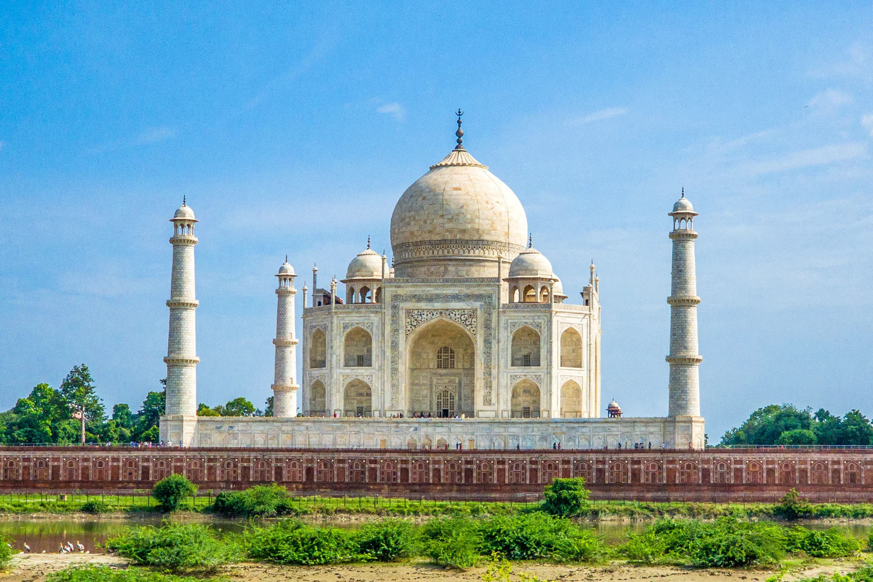 The Taj Mahal, a UNESCO world heritage site and the most famous monument in India. Agra city in Uttar Pradesh State