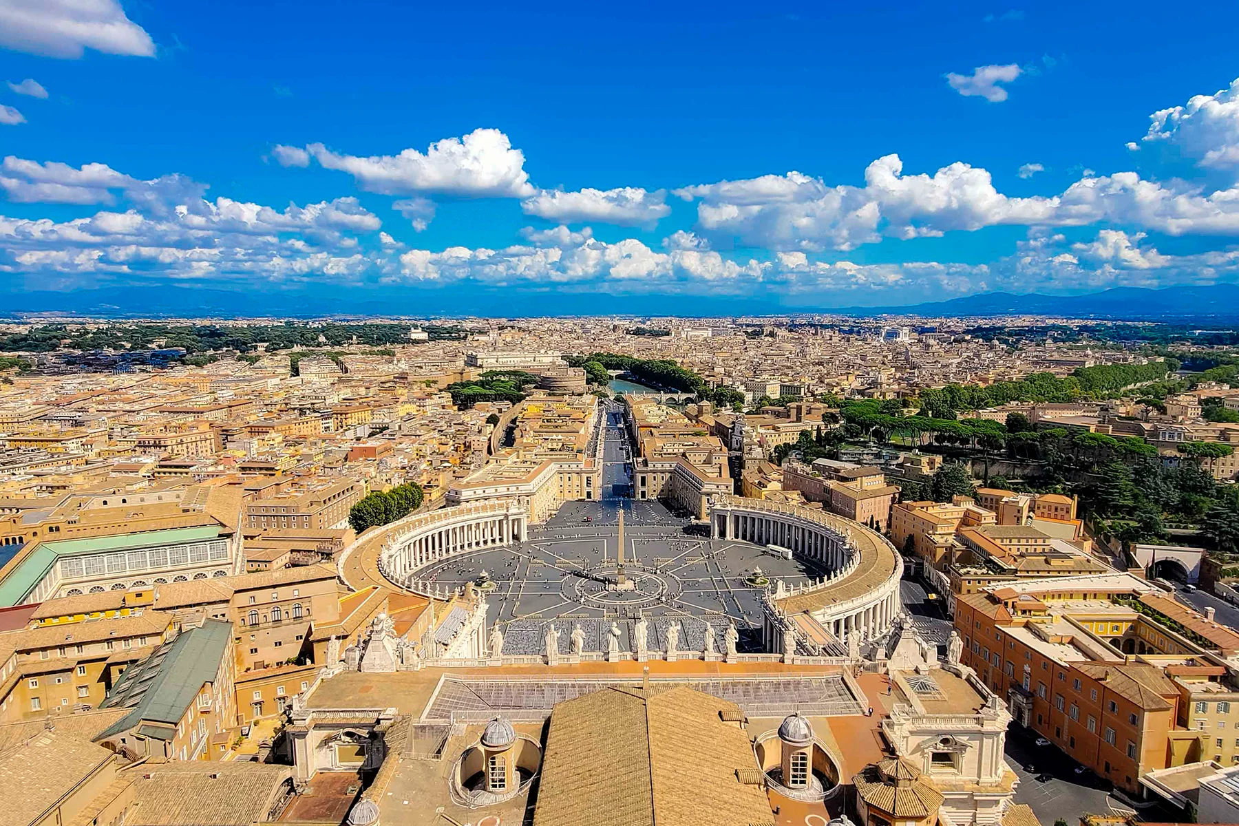 View of St Peter's Square from the roof of St Peter's Basilica, Rome